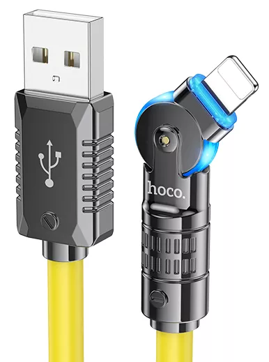 Кабель Hoco U118 USB-A - Lightning 12w 2.4a 1.2м cable Yellow - фото 1