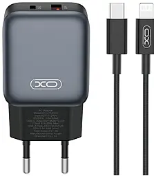 Мережевий зарядний пристрій XO L154 20w PD USB-C/USB-A ports charger + USB-C to Lightning cable black - фото Мережевий зарядний пристрій XO L154 20w PD USB-C/USB-A ports charger + USB-C to Lightning cable black