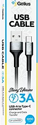 Кабель USB Gelius GP-UCN002C Strong Ukraine 15W 3A 1.2M USB Type-C Cable Black - миниатюра 6