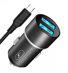 Автомобильное зарядное устройство SkyDolphin SZ02V 2.4a 2xUSB-A ports car charger + micro USB cable black (AZP-000073) - фото Автомобильное зарядное устройство SkyDolphin SZ02V 2.4a 2xUSB-A ports car charger + micro USB cable black (AZP-000073)
