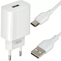 Мережевий зарядний пристрій XO L53 2A + USB Type-C Cable White