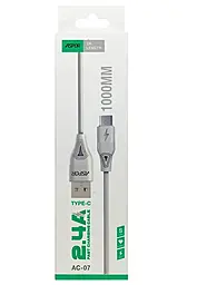Кабель Aspor A129 USB-А - Type-C 12w 2.4а 1м white - фото Кабель Aspor A129 USB-А - Type-C 12w 2.4а 1м white