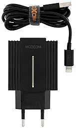 Сетевое зарядное устройство Moxom MX-HC12 18w QC3.0 2xUSB-A ports charger + Lightning cable black - фото Сетевое зарядное устройство Moxom MX-HC12 18w QC3.0 2xUSB-A ports charger + Lightning cable black