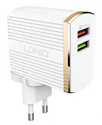 Сетевое зарядное устройство с быстрой зарядкой LDNio A2502Q 30w QC3.0 2xUSB-A ports charger + USB-C cable white - фото Сетевое зарядное устройство с быстрой зарядкой LDNio A2502Q 30w QC3.0 2xUSB-A ports charger + USB-C cable white