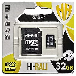 Карта памяти Hi-Rali microSDHC 32GB Class 10 UHS-I U1 + SD-адаптер (HI-32GBSD10U1-01)
