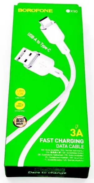Кабель Borofone BX90 Cyber USB-A - Type-C 15w 3a 1м cable White - фото 3