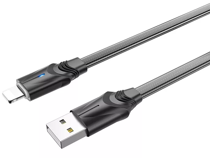 Кабель Borofone BU12 Synergy USB-A - Lightning 12w 2.4a 1.2м cable Black - фото 2