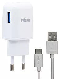 Сетевое зарядное устройство с быстрой зарядкой Inkax 18w QC2.0 USB-A/USB-C cable home charger white (CD-24)
