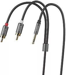 Аудіо кабель Hoco Aux mini Jack 3.5 mm - 2хRCA M/M Cable 1.5 м black - мініатюра 2
