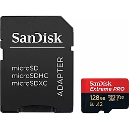 Карта памяти SanDisk microSDXC 128GB Extreme Pro Class 10 UHS-I U3 V30 A2 + SD-адаптер (SDSQXCY-128G-GN6MA)