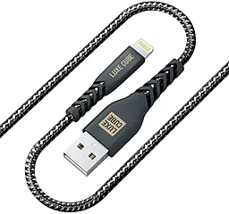 Кабель Luxe Cube Kevlar USB-A - Lightning 12w 2.4a 1.2м cable Black - фото Кабель Luxe Cube Kevlar USB-A - Lightning 12w 2.4a 1.2м cable Black