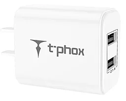 Сетевое зарядное устройство T-PHOX Pocket 2.1A Dual USB White