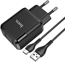 Сетевое зарядное устройство Hoco N7 Speedy 2USB + USB Type-C Cable Black - миниатюра 4