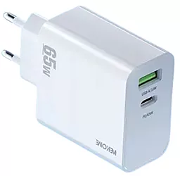 Мережевий зарядний пристрій з швидкою зарядкою WK Wekome 65W USB-A-C Charger White (WP-U116) - мініатюра 2
