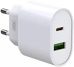 Сетевое зарядное устройство с быстрой зарядкой XO L81A 20w PD USB-C/USB-A ports charger white