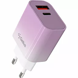 Сетевое зарядное устройство Gelius Merge GP-HC060 30w GaN/PPS PD/QC USB-C/USB-A ports charger violet - фото Сетевое зарядное устройство Gelius Merge GP-HC060 30w GaN/PPS PD/QC USB-C/USB-A ports charger violet
