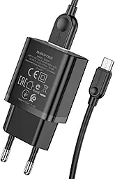 Сетевое зарядное устройство Borofone BA52A Gamble 2.1a home charger + micro USB cable black - миниатюра 4