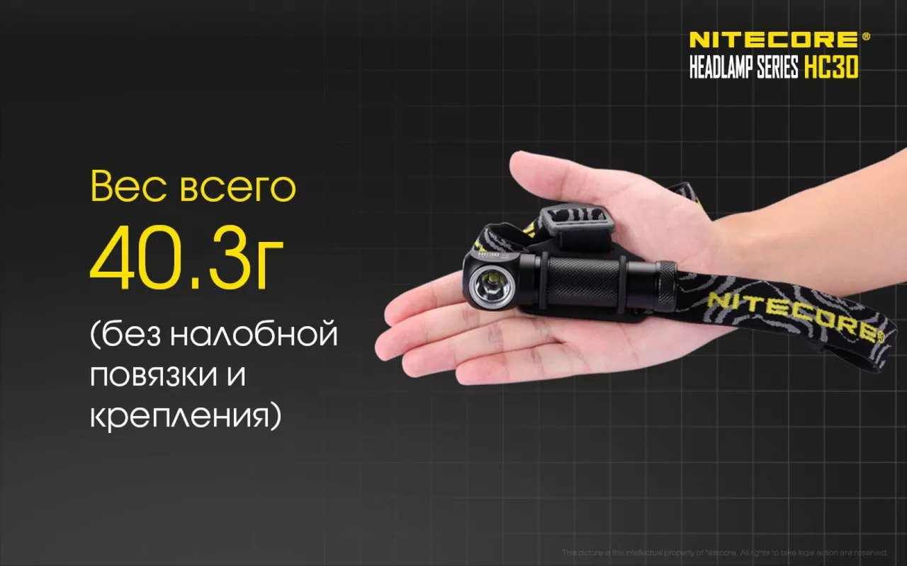 Налобний ліхтарик Nitecore HC30w (Cree XM-L2 U2) (1x18650, 2xCR123) теплий білий - фото 17