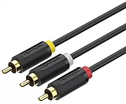 Видеокабель 3xRCA M/M 1 м Чёрный (BCABF) Vention - фото Видеокабель 3xRCA M/M 1 м Чёрный (BCABF) Vention