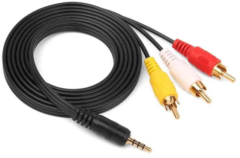 Видеокабель mini-Jack 3.5мм - 3RCA М-М 1.8м Black (17320) Atcom - фото 5