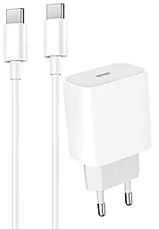 Мережевий зарядний пристрій Denmen DC06 20w PD USB-C ports charger + USB-C to USB-C cable white (DM-DC06T-WH) - фото Мережевий зарядний пристрій Denmen DC06 20w PD USB-C ports charger + USB-C to USB-C cable white (DM-DC06T-WH)