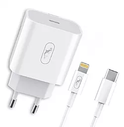 Сетевое зарядное устройство SkyDolphin SC18EL 18w PD + USB-C home charger Lightning cable white (MZP-000156)