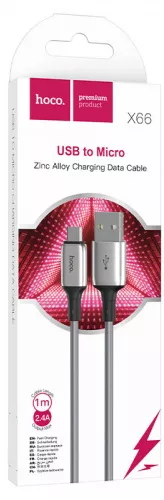 Кабель Hoco X66 Howdy USB-A - micro USB 12w 2.4a 1м cable Grey - фото 5