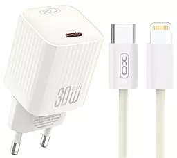 Сетевое зарядное устройство XO L148 30w PD USB-C fast charger + USB-C to Lightning cable beige - фото Сетевое зарядное устройство XO L148 30w PD USB-C fast charger + USB-C to Lightning cable beige