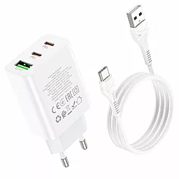 Сетевое зарядное устройство Hoco C99A PD 20W / 3A 2xUSB-C+A + USB-С Cable White - миниатюра 2