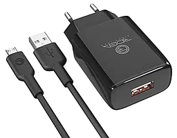 Сетевое зарядное устройство Ridea RW-11011 Element 2.1a home charger + micro USB cable black - фото Сетевое зарядное устройство Ridea RW-11011 Element 2.1a home charger + micro USB cable black