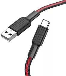 Кабель USB Hoco X69 Jaeger 3A USB Type-C Cable Black/Red - миниатюра 2