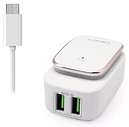 Зарядное устройство - ночная лампа LDNIO LED Touch + micro USB Cable White (A2205) - миниатюра 2
