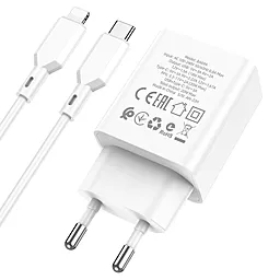 Сетевое зарядное устройство Borofone BA69A Resource PD20W+QC3.0 USB-C+A + USB-C - Lightning Cable White - миниатюра 4