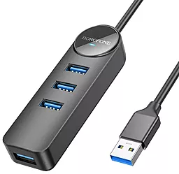 USB хаб Borofone DH5 Erudite USB3.0 4-in-1 black