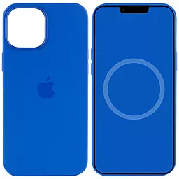 Чехол Apple Silicone case Magsafe and Animation для iPhone 12 Pro Max (6.7") Синий / Capri Blue