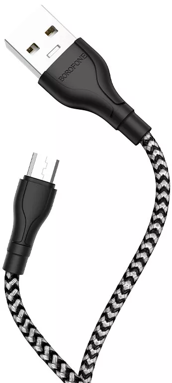 Кабель Borofone BX39 Beneficial USB-A - micro USB 12w 2.4a 1м cable Zebra - фото 2