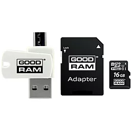 Карта пам'яті GooDRam microSDHC 16GB Class 10 USH-I U1 + SD-адаптер (M1A4-0160R11)