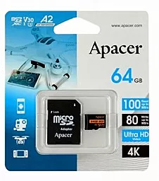 Карта памяти Apacer 64 GB microSDXC UHS-I U3 V30 A2 + SD-adapter (AP64GMCSX10U8-R) - миниатюра 2