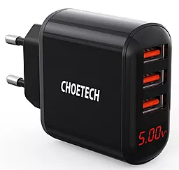 Мережевий зарядний пристрій Choetech 17w 3xUSB-A ports home charger black (Q5009-EU-BK)