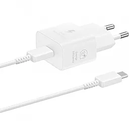 Сетевое зарядное устройство Samsung 25W PD USB Type-C + USB-C to USB-C cable white (EP-T2510XWEGEU)