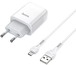 Мережевий зарядний пристрій Hoco C73A 2.4a 2xUSB-A ports charger + micro USB cable white
