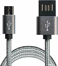 Кабель Grand-X FM02 USB-A - micro USB 12w 2.4a 1м cable Grey/Black - фото Кабель Grand-X FM02 USB-A - micro USB 12w 2.4a 1м cable Grey/Black