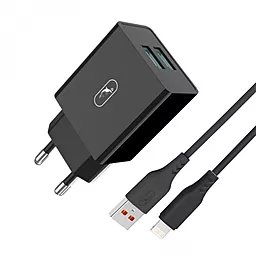 Сетевое зарядное устройство SkyDolphin SC30L 2.1a 2xUSB-A ports home charger + Lightning cable black (MZP-000170) - фото Сетевое зарядное устройство SkyDolphin SC30L 2.1a 2xUSB-A ports home charger + Lightning cable black (MZP-000170)