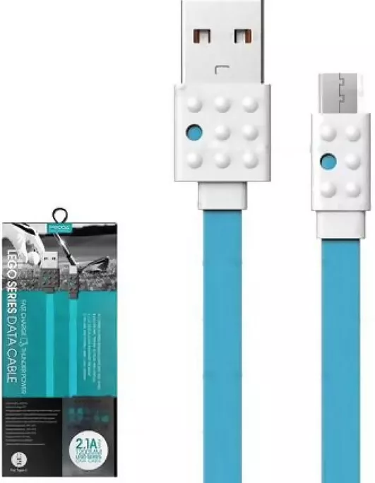 Кабель Remax Proda Lego USB-A - micro USB 10.5w 1.2м cable Blue (PC-01m) - фото 1