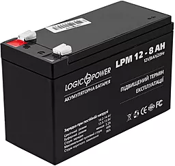 Акумуляторна батарея Logicpower 12V 8.0 Ah (LPM 12 - 8.0 AH) AGM - мініатюра 2