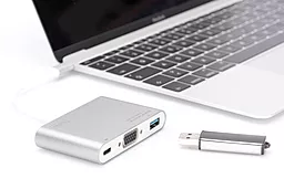 Мультипортовый USB-A хаб Digitus USB-C -> VGA/USB 3.0/Type-C Silver (DA-70839) - миниатюра 2