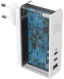 Сетевое зарядное устройство с быстрой зарядкой Baseus GaN Mini 120W 2xUSB-C+A + USB-C Cable White (CCGAN-J02) - миниатюра 4