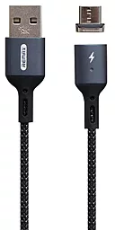 USB Кабель Remax Cigan Powerful Magnet Connection 3A micro USB Cable Black (RC-156m)