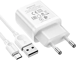 Сетевое зарядное устройство Borofone BA52A Gamble 2.1a home charger + micro USB cable white - миниатюра 2 Сетевое зарядное устройство Borofone BA52A Gamble 2.1a home charger + micro USB cable white - миниатюра 2