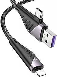 Універсальний кабель Hoco U95 Freeway 2-in-1 USB-A to Type-C/Lightning 20w 2.4a 1.2м cable Black - мініатюра 4 Універсальний кабель Hoco U95 Freeway 2-in-1 USB-A to Type-C/Lightning 20w 2.4a 1.2м cable Black - мініатюра 4